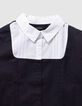 Chemise noire trompe-l'oeil plastron blanc fille-4