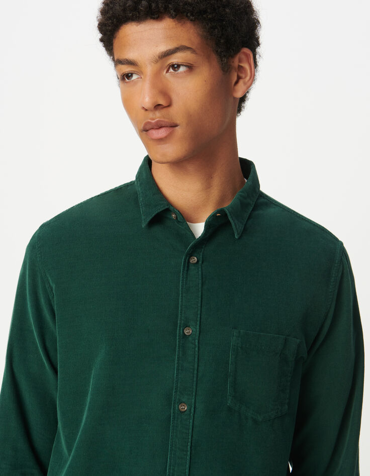 Chemise regular verte coton bio velours milleraies Homme-5 Chemise regular verte coton bio velours milleraies Homme-5