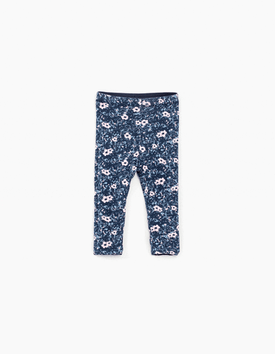 Omkeerbare navy legging bloemenprint babymeisjes - IKKS