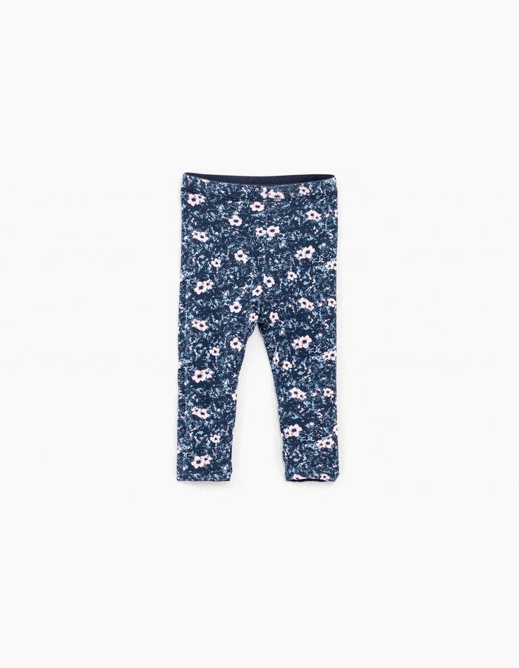 Omkeerbare navy legging bloemenprint babymeisjes-1