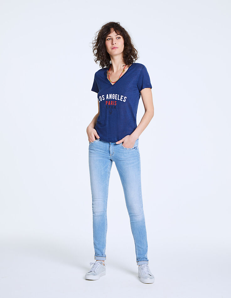 Tee-shirt en lin visuel "Los Angeles Paris" femme-6