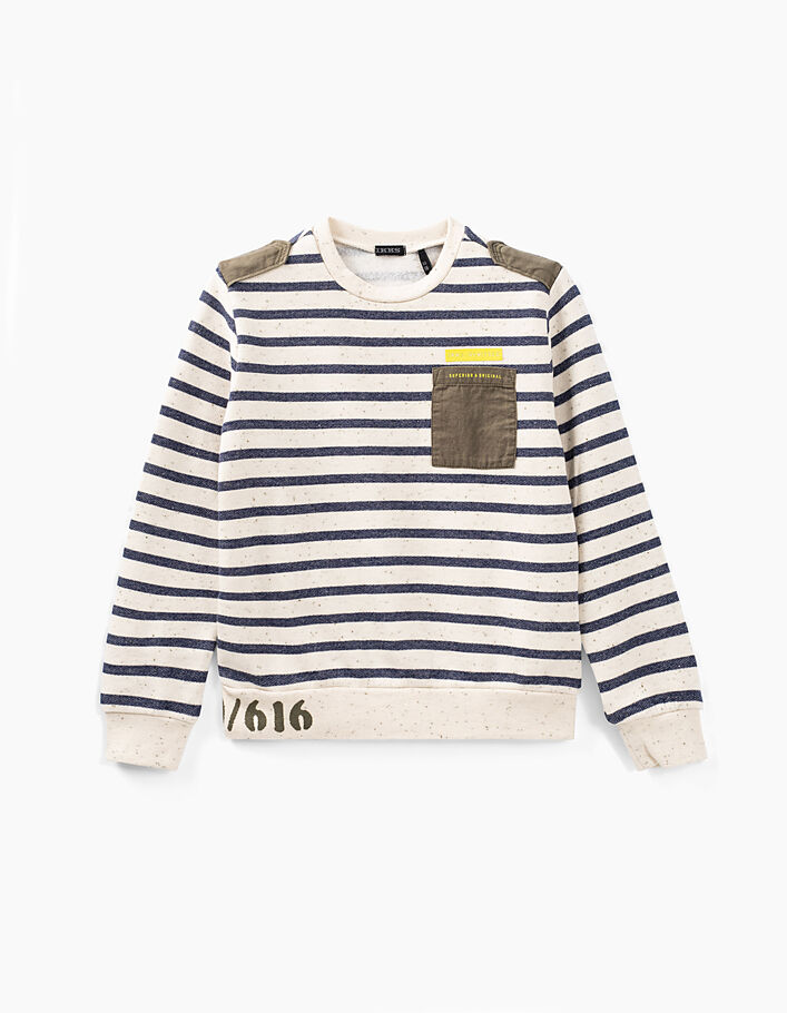Boys’ off-white sailor sweatshirt with khaki detail - IKKS