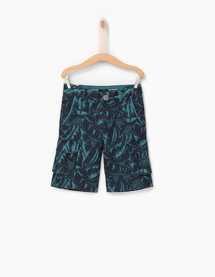 Bermudas tinta estampado hojas niño -1 Bermudas tinta estampado hojas niño -1