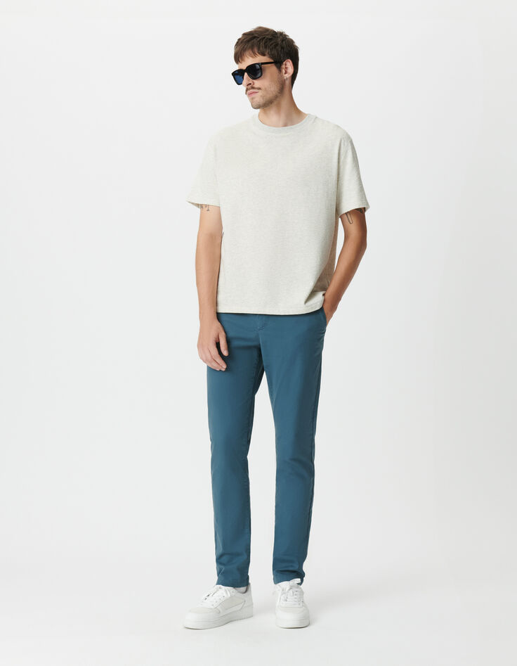 Pantalon chino slim bleu gris&eacute; Homme-1