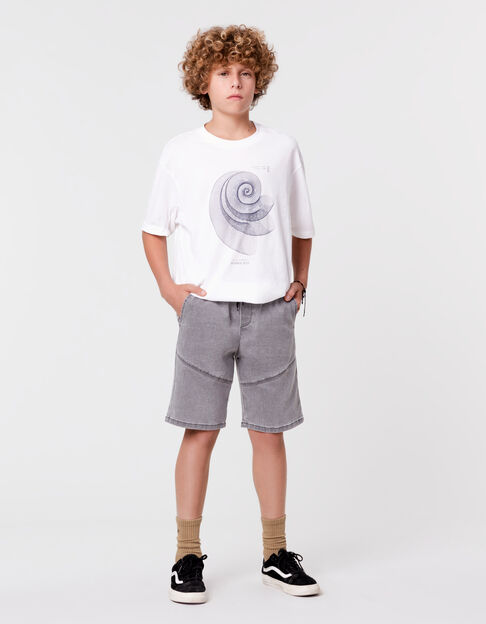 T-shirt blanc coton bio spirale-coquillage garçon - IKKS