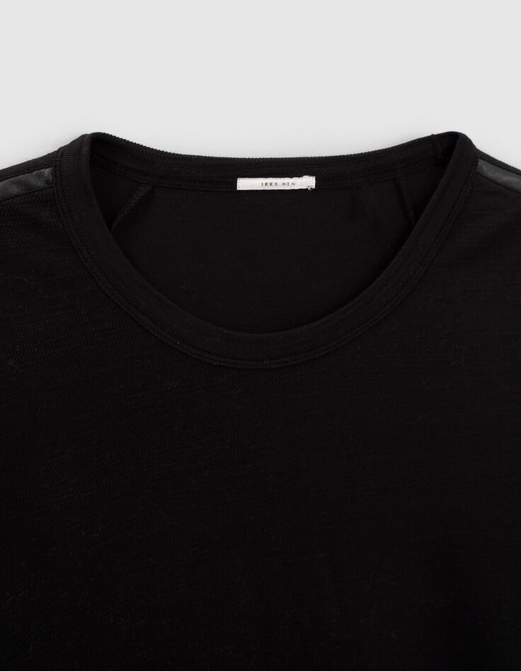 Men&rsquo;s black decorative jacquard T-shirt-2