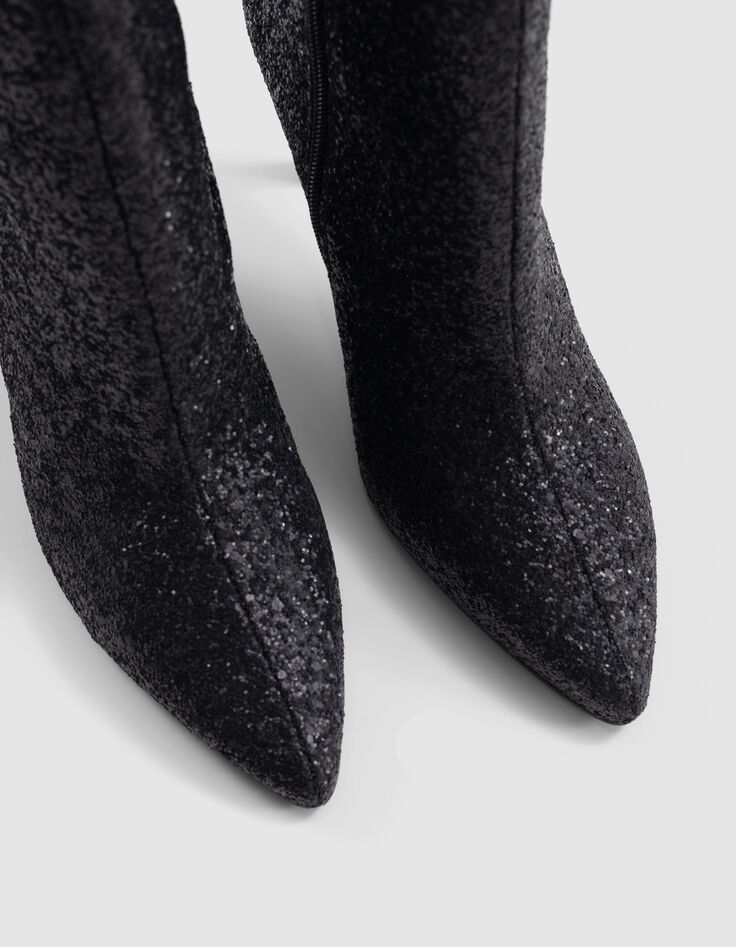 Pure Edition-zwarte glitterlaarsjes met hak voor dames-4