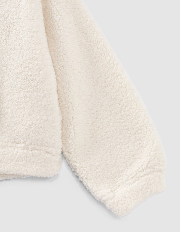 Sweat &eacute;cru esprit doudou &agrave; &eacute;toile patch&eacute;e fille-5