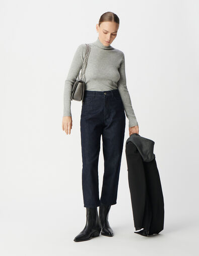 Women's grey turtleneck reverse seam sweater - IKKS