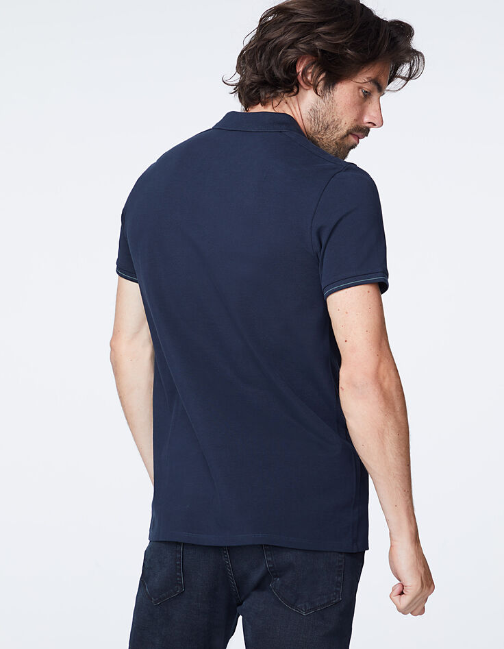 Polo marine détails vert anglais Homme-3