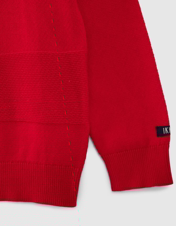 Boys' red knit striped sweater-4