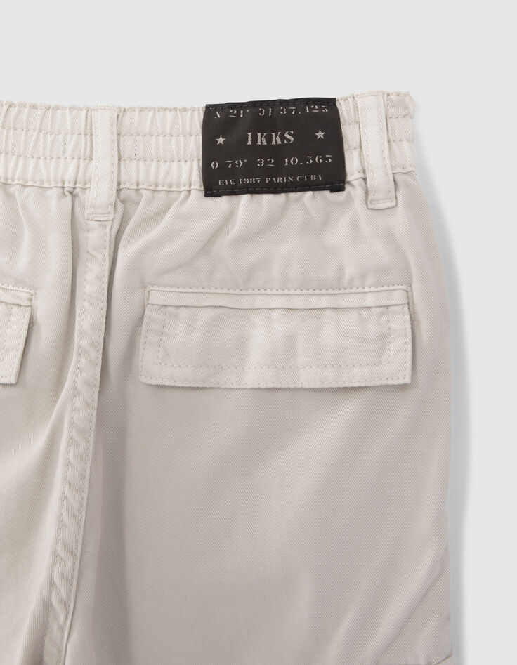 Boys’ beige CARGO trousers with elasticated waist-6