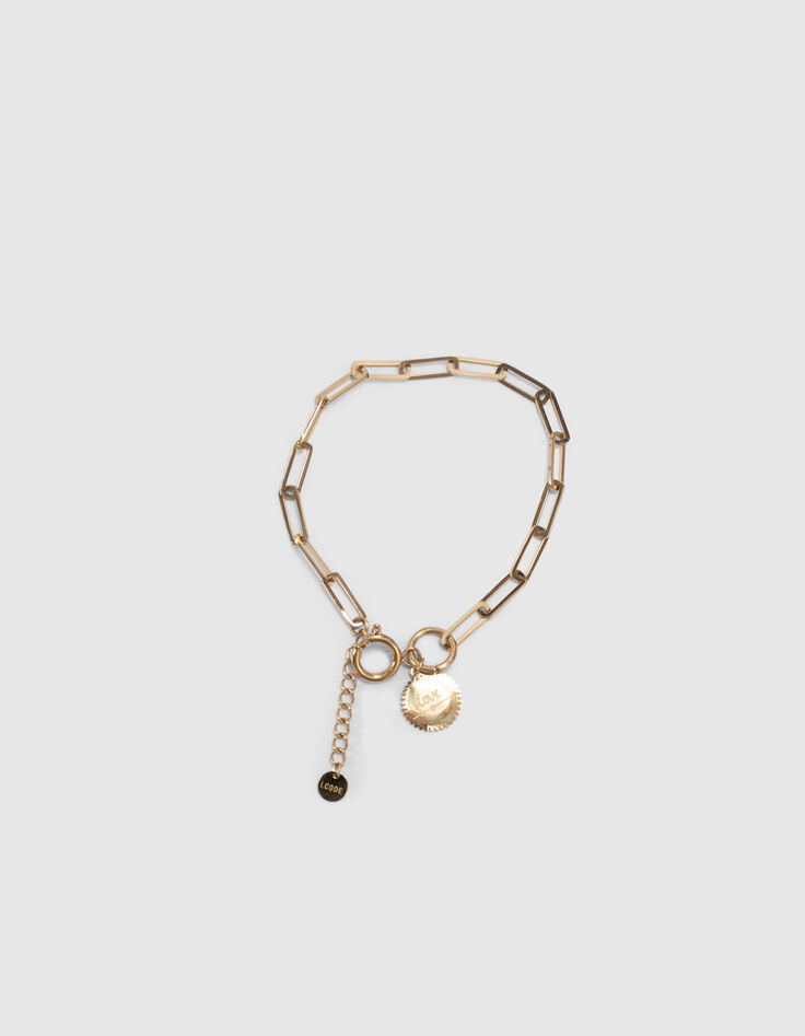 I.Code gold-tone metal fine chain bracelet with charm-2