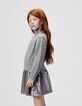 Girls’ grey knit and lamé mixed fabric dress-1 Girls’ grey knit and lamé mixed fabric dress-1
