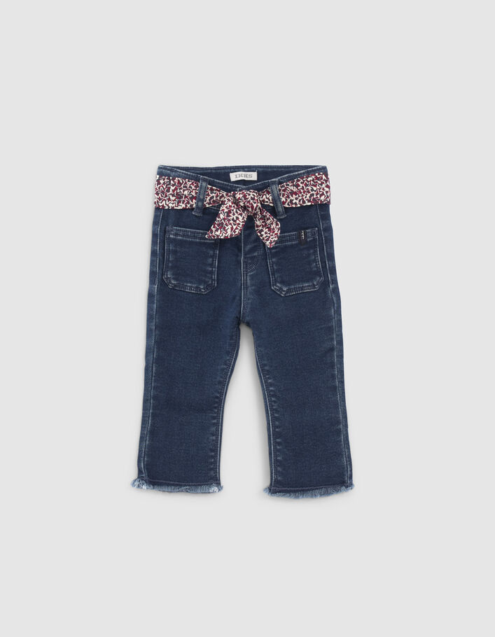 Blaue Jeans mit Beinfransen und Schalgürtel für Baby Girls-1