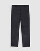 Pantalon de tailleur bleu marine mix lin coton 7/8e Femme-2
