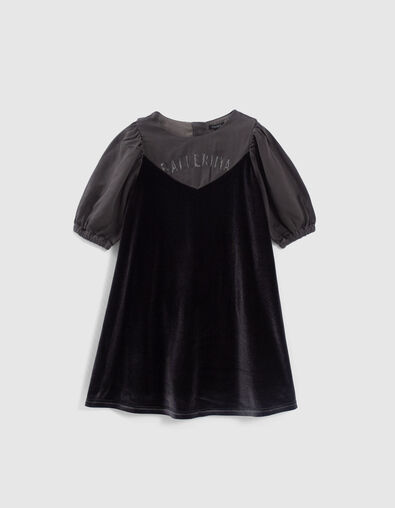 Robe grise bi-matière avec message fille - IKKS