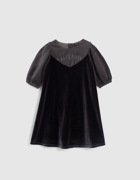 Robe grise bi-matière avec message fille - IKKS