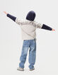 Grijs T-shirt biokatoen trompe l'oeil mouwen jongens-2