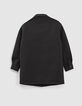 Zwarte jas neopreen met sweatstof kap meisjes-3