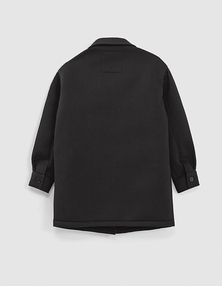 Zwarte jas neopreen met sweatstof kap meisjes-3
