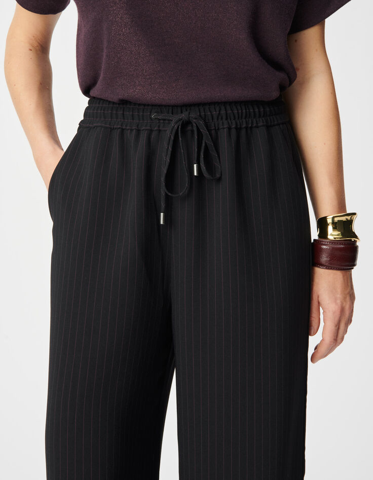 Zwarte krijtstreep tennisbroek Dames-5