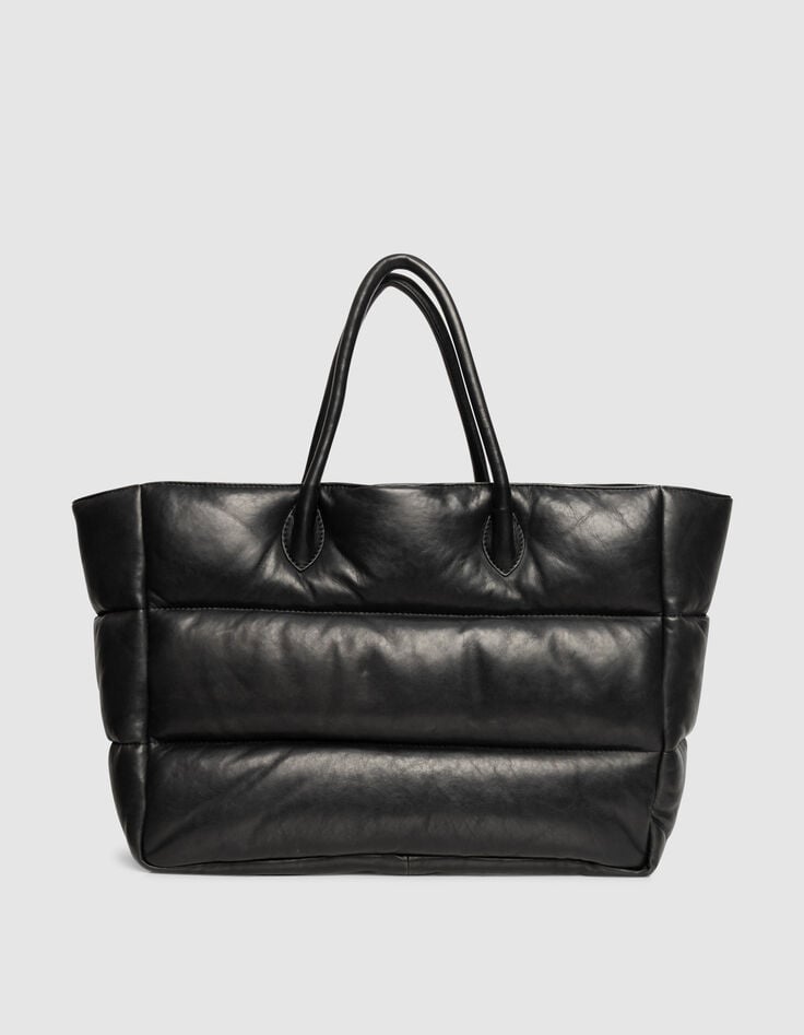 Cabas noir cuir matelassé Femme-3