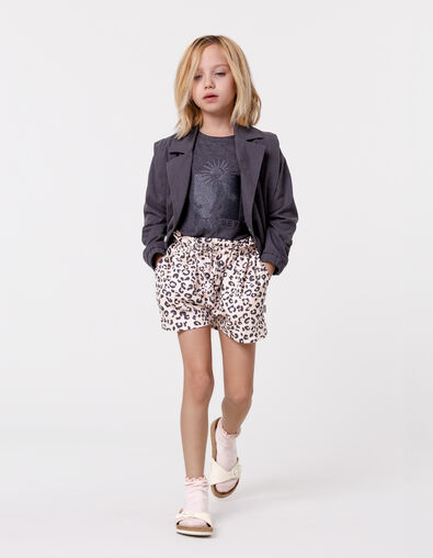 Pink leopard print shorts for girl - IKKS