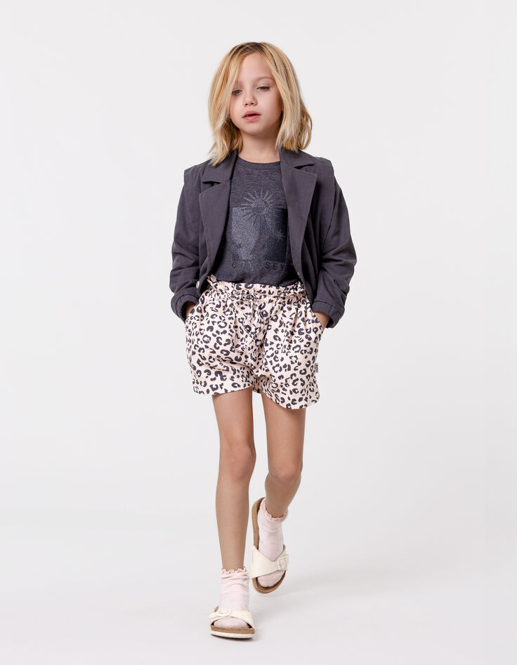Pink leopard print shorts for girl-1