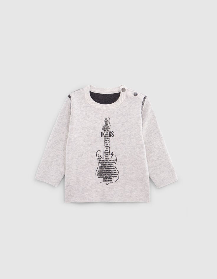 Reversible knitted sweater grey and dark grey baby boy-2