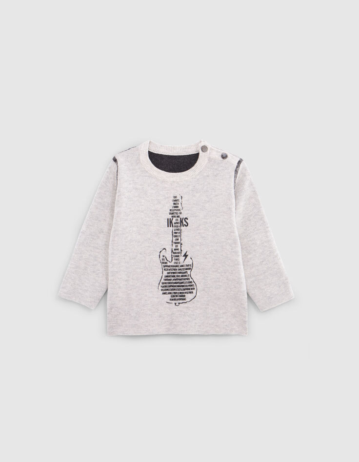 Reversible knitted sweater grey and dark grey baby boy-2 Reversible knitted sweater grey and dark grey baby boy-2