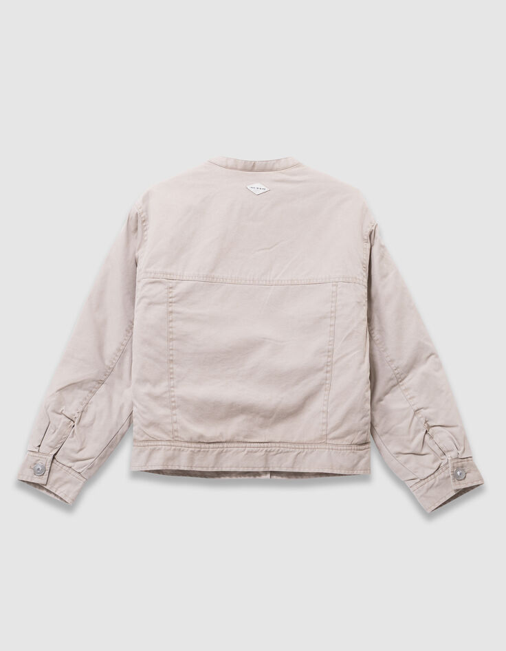 Beige Mädchenjacke aus gefüttertem Stoff-3
