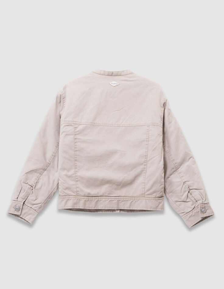 Beige Mädchenjacke aus gefüttertem Stoff-3 Beige Mädchenjacke aus gefüttertem Stoff-3