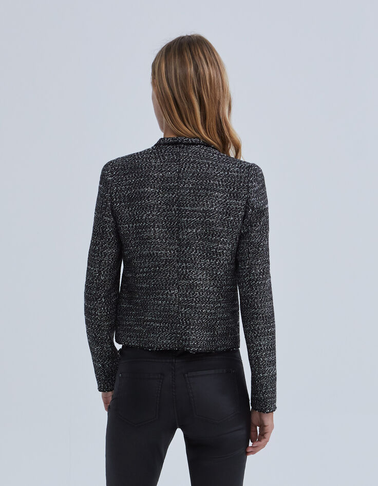 Women’s black tweed-look biker-style jacket-3
