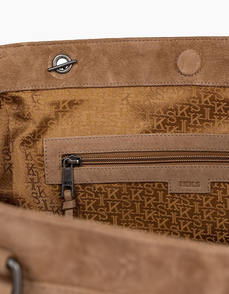 Women’s THE SAND 1440 ROCK suede chevron quilted tote bag-5