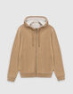 Cardigan beige molleton à capuche Homme-6