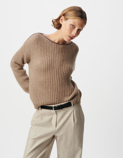 Sesame knit sweater with lurex details Women's neckline - IKKS
