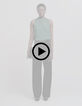 Woman's crumpled emerald top with lace detail-8