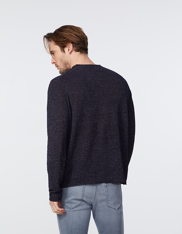 Men's navy nep knit sweater-3 Men's navy nep knit sweater-3