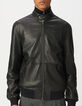 Blouson noir en cuir avec bords-côtes Homme-5 Blouson noir en cuir avec bords-côtes Homme-5