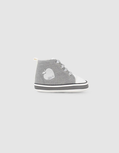 Baby girls’ grey & white embroidered apple-heart trainers