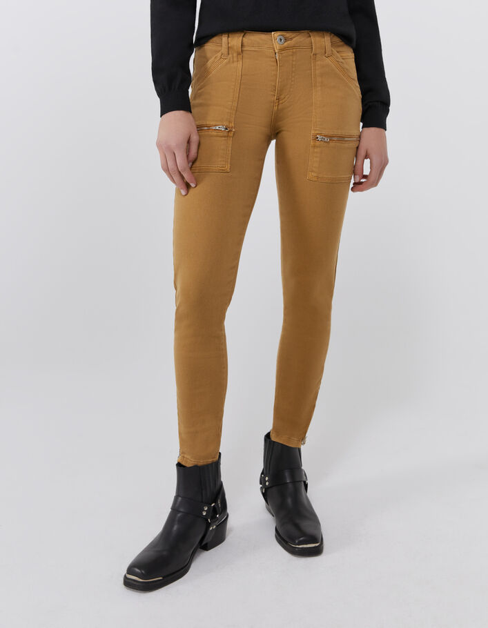 Slim fit low waist jeans met ritsen dames - IKKS