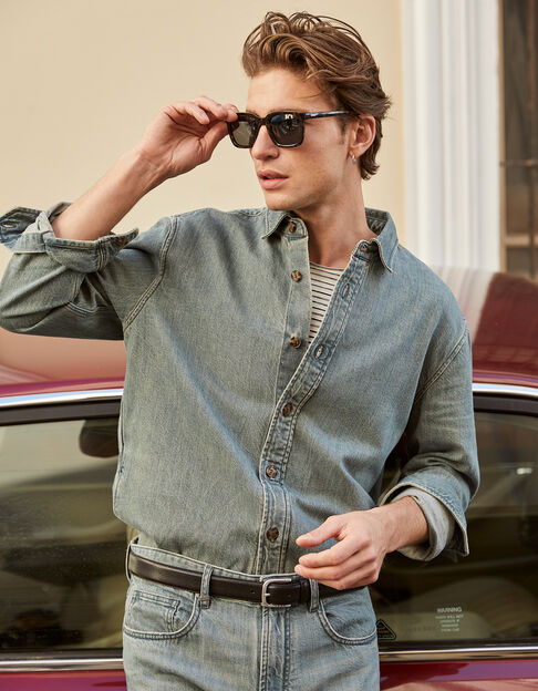 Men’s grey blue denim REGULAR overshirt - IKKS