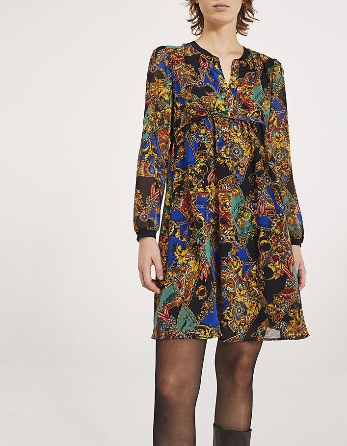 Kurzes Damenkleid aus Voile im Catena-Print-2