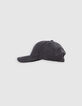 Anthracite wool cap with embroidered logo for men-2