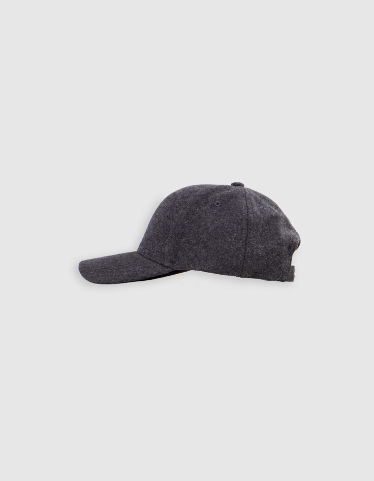 Anthracite wool cap with embroidered logo for men-2
