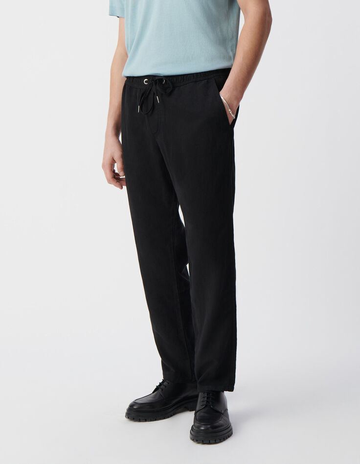 Zwarte JOGGER-broek Lyocell® en linnen Heren-2