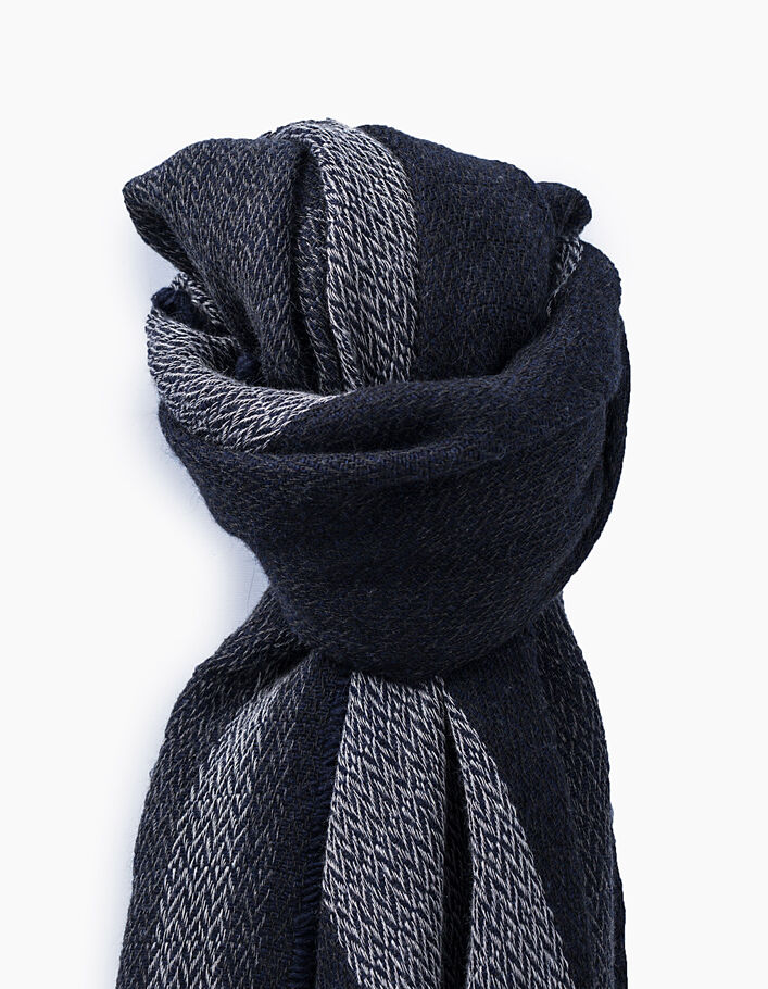 Marineblauwe sjaal met brede strepen Heren-3