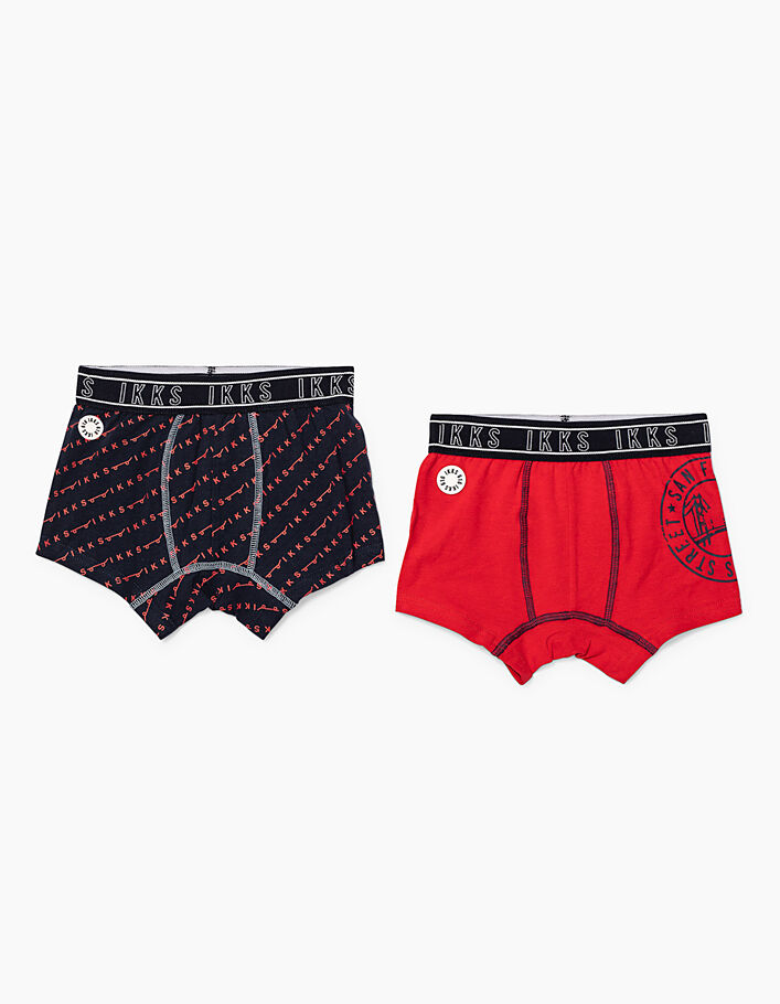 Boy’s navy and medium red boxers  - IKKS