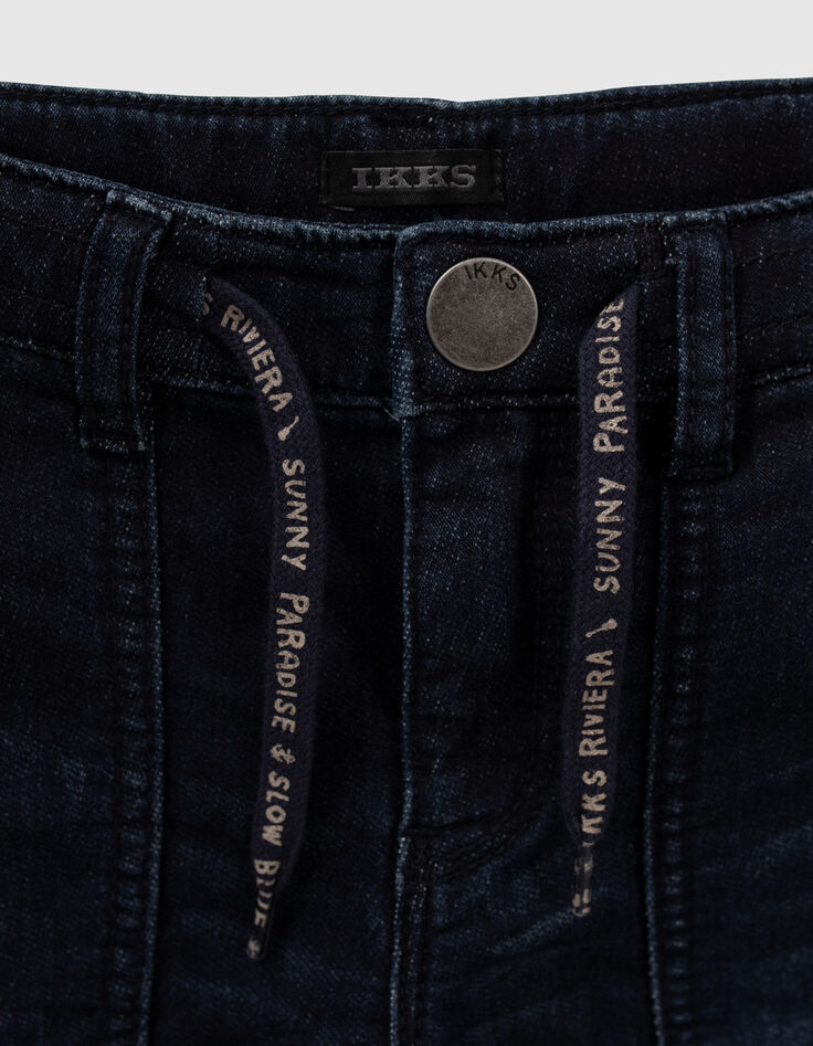 Ungebleichte Jungenjeansbermudas mit Kordelzug -4